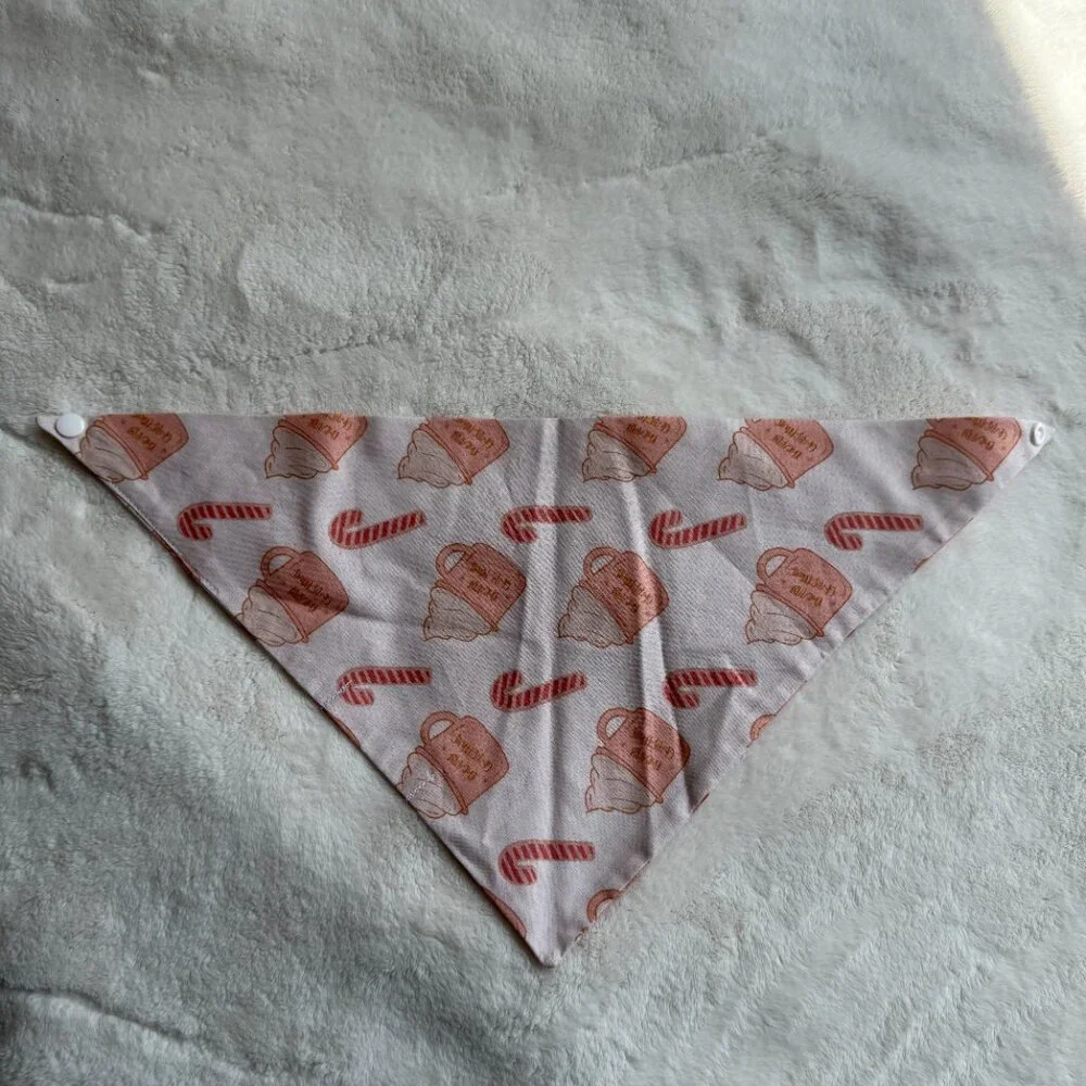 NWT Loic by Design Christmas Dog Bandana with Candy Canes, Pink + Red, Size M